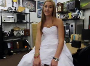 Teen bride in a wedding dress. This